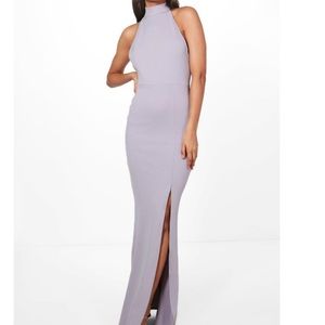 High neck maxi dress with slit